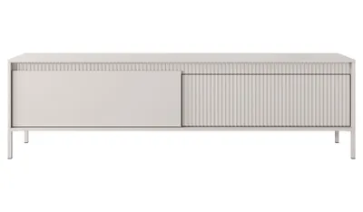 Image de AX LIVING Trentinis Beige Banc TV, Table TV moderne, 187,1cm de large, plateau cannelé