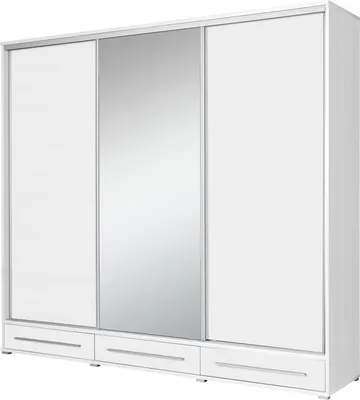 Produktbild von Großer Kleiderschrank 255 cm mit Spiegel BROOTEN - weiß