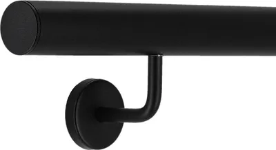 Produktbild von TIBU Handlauf Aluminium Schwarz Geländer 30-600cm Wandhandlauf Treppe gewinkelte Edelstahlhalter, Länge 350 cm mit 4 Halter und gerade Kappe