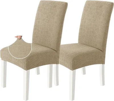 Produktbild von Famanu Stuhlbezüge 2 Stück - Moderne elastische Stuhlbezüge für Esszimmerstühle - Khaki