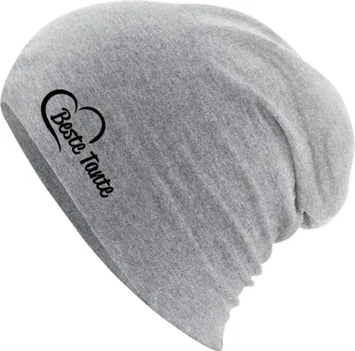 Produktbild von Huuraa Beanie Beste Tante Herz Heather Grey One Size Baumwolle und Elasthan Mütze Geschenkidee