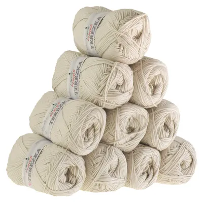 10 x 50g Strickgarn TEREZKA 100% Baumwolle, beige