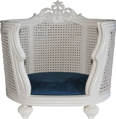 Produktbild von Casa Padrino Barock Hunde & Katzen Sofa Creme / Blau Hundebett & Katzenbett