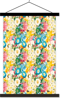Produktbild von MuchoWow® Textilposter Blumen - Frühling 60x90 cm mit schwarzem Rahmen - Poster Wohnzimmer