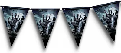 Produktbild von Zombie Friedhof Wimpel Girlande als Banner für Halloween 3m
