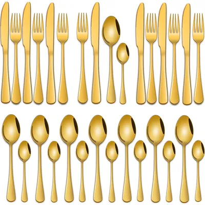 32-teiliges Besteckset aus Edelstahl, gold, für 8 Personen