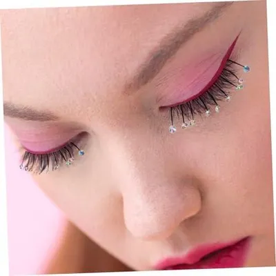 Produktbild von 10 Stück künstliche Wimpern mit Strasssteinen für Cosplay und Make-up, zum Selbermachen, leicht, hautfreundlich und mehrfach verwendbar