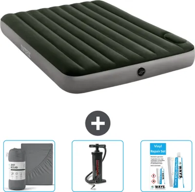 Produktbild von Intex Luftbett - 2 Personen - 152 x 203 x 25 cm - Grün - Spannbettuch - Pumpe en Reperaturset