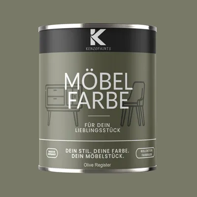 Produktbild von Kenzopaints 750ml Möbelfarbe Möbellack Buntlack Farbraum - Olive Register