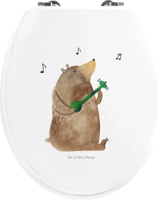 Produktbild von Mr. & Mrs. Panda WC Sitz Bär Gitarre - Weiß - Geschenk, Toilettendeckel, klo deckel, Klobrille, WC-Sitz, Klodeckel, Teddy