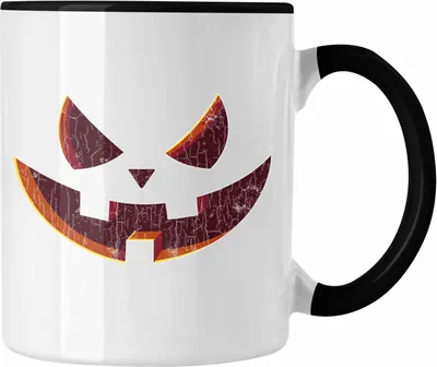 Produktbild von Trendation - Halloween Tasse Kürbis Dekoration Becher Kürbis Gesicht (Schwarz)
