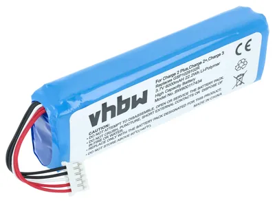 Produktbild von vhbw Akku kompatibel mit JBL Charge 2 Plus, 2+, 3 (2015) Lautsprecher Boxen Speaker (6000 mAh, 3,7 V, Li-Polymer)