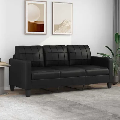 Produktbild von vidaXL 3-osobowa sofa czarna 180 cm imitacja skóry