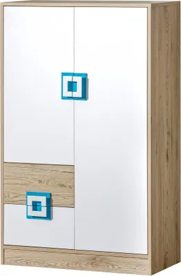 Produktbild von Steiner Shopping, Kinderzimmer-Kommode Fabian 07, Eiche Hellbraun / Weiß / Blau, 130 x 80 x 40 cm, ABS Kanten