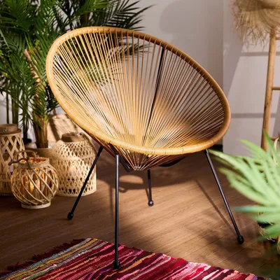 Produktbild von HOMLA Fotel ACAPULCO z okrągłej linki technorattan naturalny 72x79x85 cm