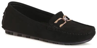 Produktbild von topschuhe24 3236 Damen Velours Mokassins Komfort Slipper Glitzer, Farbe:Schwarz, Größe:40 EU