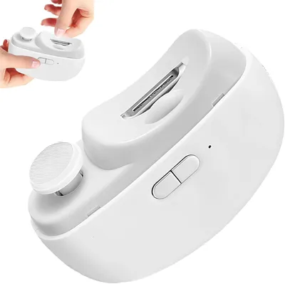 Produktbild von Elektrischer Nagelknipser Elektrischer Nagelschneider 2 in 1 Mit Polierfunktion & LED-Licht 2 Gesch Ultraleise Für Sichere Und Trimmen Polierennägeln Für Kinder Erwachsene (Weiß)