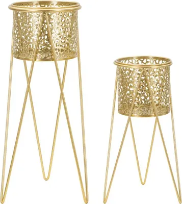 Produktbild von Mauro Ferretti Blumenständer Glod 2er-Set 21x20x46 und 18x18x32 cm gold