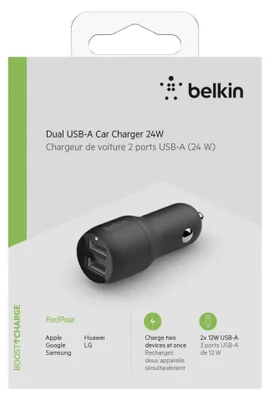 Image de Belkin Chargeur de voiture USB-A, 24W noir CCB001btBK