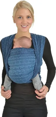 Obrázok produktu pre Hoppediz detská šatka 'Jacquard' Darjeeling-aquamarine, dĺžka šatky:Maxi 5,4 x 0,7 m