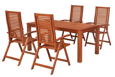 Obrázek produktu pro Merxx Zahradní nábytek Cordoba 5dílný, 4 skládací křesla, stůl 170 x 90 cm – eukalyptus