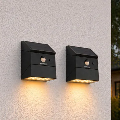 Produktbild von hoftronic Solar LED-Wandleuchte 2,5W 300lm IP65 Schwarz Downlight