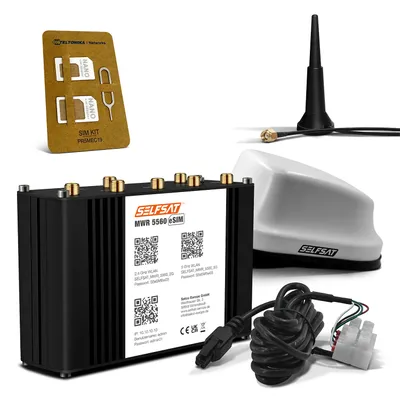 Produktbild von SELFSAT MWR 5560 eSIM 5G Cat 19 WLAN Router bis 3,4 Gbps inkl. SELFSAT 5G Antenne weiß