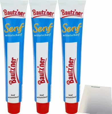 Produktbild von Bautzner Senf mittelscharf 3er Pack (3x100ml Tube) + usy Block