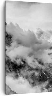 Produktbild von Bild auf Leinwand - Leinwandbild - Berge Nebel Gipfel - 45x80cm - Wand Bild - Wanddeko - Wandbilder - Leinwanddruck - Bilder - Kunstdruck - Wanddekoration - Leinwand bilder - Wandkunst - PA45x80-3664
