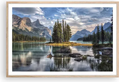 Produktbild von Gerahmtes Poster - Rahmen in heller Eiche - See Landschaft Natur - 91,5x61 cm - Wand Bild - Wanddeko - Wandbilder - Wandposter - Bilderrahmen - Bilder - Kunstdruck - Wandbild - P2NAA91x61-4133