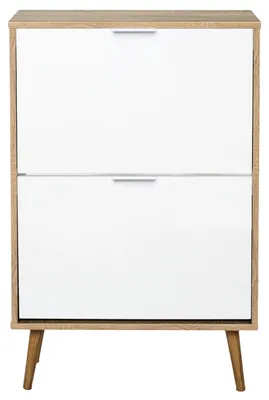 Schuhschrank 2 Türen, 60x23,5x91,5 cm, weiß/holz