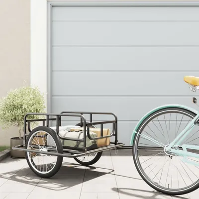 Image de Maison Exclusive - Remorque à vélo 130 x 73 x 48,5 cm, acier noir