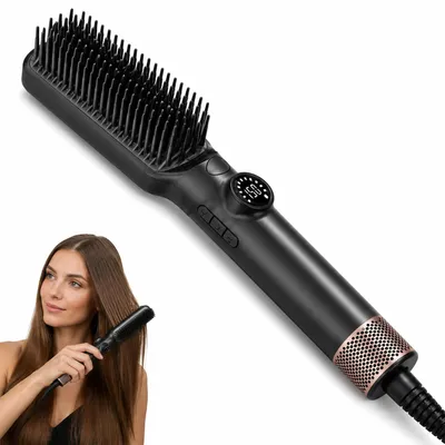 Produktbild von 2-in-1 Haarglätter-Bürste mit Warm- und Kaltluft, Digitaldisplay, 100–230 °C, Hitzeschutzzähne, 360°-Drehkabel