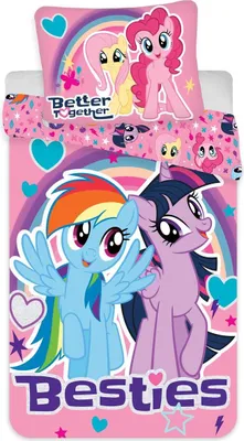 Produktbild von My Little Pony Bettwäsche, Bettbezug Besties Twilight Sparkle und Rainbow Dash 140 x 200 + 70 x 90 cm, 100% Baumwolle, mit Reißverschluss