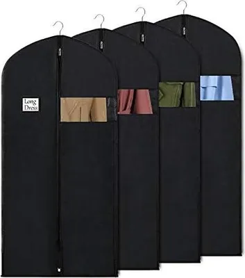 Produktbild von Syeeiex Kleidersack für die Aufbewahrung, 60x152 cm Atmungsaktiver Stoff, Kleidersäcke Lang für den Kleider Mäntel Abendkleider, 4 Stück
