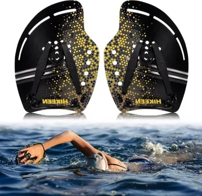 Verstellbares gebogen Handpaddel für Krafttraining im Schwimmen, ideal für Technik und Ausdauer, blau/gelb/rosa