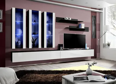 Obrázok produktu pre Závesná skrinka do obývačky Nízky TV stolík Moderný dizajn Sada 7 ks.