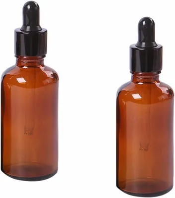 2 Tropffläschchen aus braunem Glas, 100 ml, mit Pipette