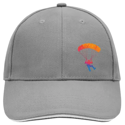 Produktbild von Huuraa Cappy Mütze Fallschirmspringen bunte Silhouette Dark Grey/White Baumwolle 6-Panel Kappe Geschenkidee