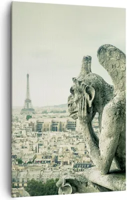Produktbild von Bild auf Leinwand - Leinwandbild - Einteilig - Wasserspeier Paris Notre-Dame - 80x120cm - Wand Bild - Wandbilder - Leinwanddruck - Wanddekoration - Leinwand bilder - Wandbild - PA80x120-4544
