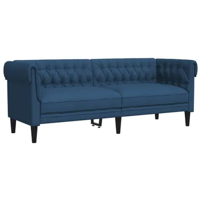 Immagine prodotto di Divano Chesterfield a 3 Posti Blu in Tessuto