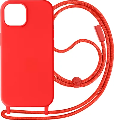 Zdjęcie produktu dla Etui ochronne Apple iPhone 15 z nylonowym łańcuszkiem 80 cm - czerwone