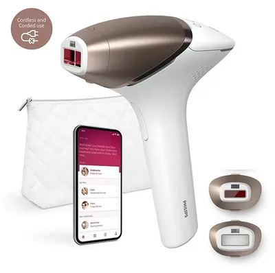 Produktbild von Philips Lumea IPL 9000 Series BRI955/00 IPL Haarentfernungsgerät mit SenseIQ, Lichtimpulstechnologie (IPL), Gold, Weiß, 8,5 min, 2,5 min, 2 min, 1,5 min