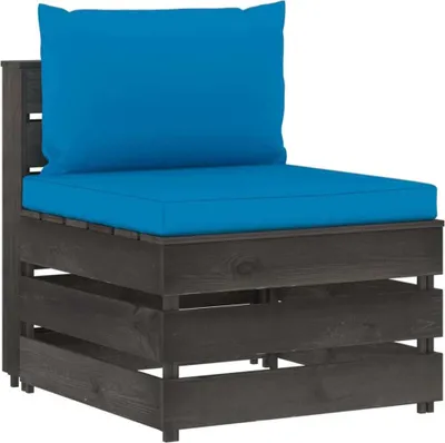 Produktbild von Modulares Mittelsofa mit Kissen Grau Imprägniertes Holz