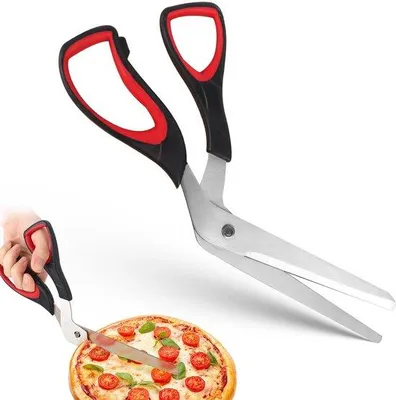Immagine prodotto di Forbici multifunzione da cucina Ibbenzoa® – 27 cm (lame da 13 cm), realizzate in acciaio inossidabile e plastica resistente, ideali per pizza, crêpes e torte, lavabili in lavastoviglie