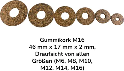 Obrázek produktu pro 20 kusů gumového korku M16, 46 mm × 17 mm × 2 mm
