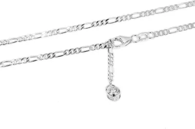 Produktbild von 925 Sterling Silber Fußkettchen 25cm Figaro Kugel Anhänger Solitär Zirkon 1858