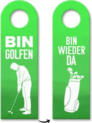Produktbild von Bin Golfen oder bin wieder da Türhänger für Golfspieler in grün