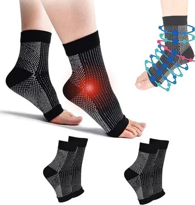 Produktbild von 2 Paar orthopädische Kompressionsstrümpfe, Kompressionsstrümpfe gegen Fersensporn und Plantarfasziitis, Knöchelbandage gegen Schwellungen, Plantarfasziitis, Neuropathieschmerzen. (L/XL)