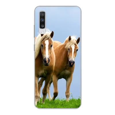 Produktbild von MuchoWow® Handyhülle Schutzhülle Hülle für Samsung Galaxy A70 Pferde - Gras - Luft Silikon Softcase Handy Hülle - Schutzhaube